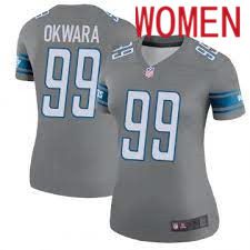 Women Detroit Lions #99 Julian Okwara Grey Nike Game Player NFL Jersey